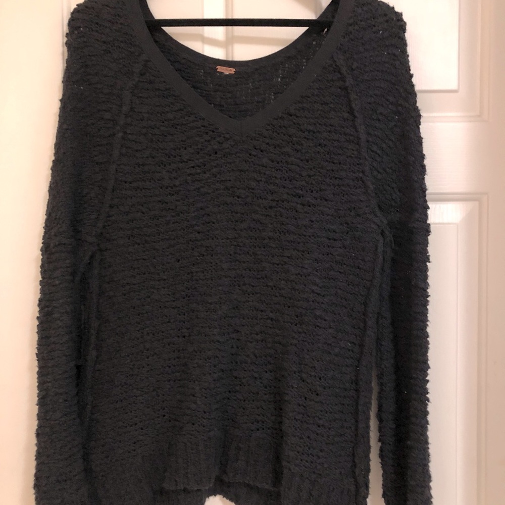 Free People textured oversized black sweater